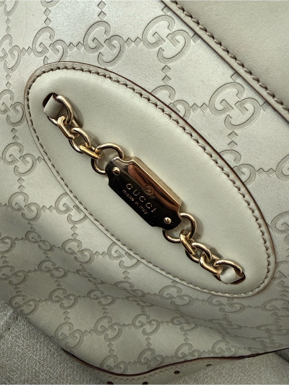 Gucci Guccissima Punch Tote Ivory Cream Gold Hardware - Picture 6 of 8